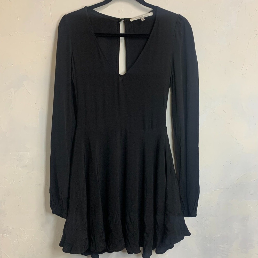 Lovers and Friends Open Back Mini Dress Black Size Small Long Sleeve Grunge Dark